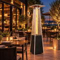 INVARIA Pyramid Patio Heater, 48,000 BTU Propane Outdoor Heater with Glass Tube Flame, ETL Certified, Triple Safety Protection, Wheels & Cover Included for Patio Backyard Poolside (Black) by Unknown