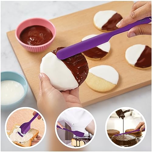HOTEC BPA-Free Silicone Rubber Spatula Set, Purple, Set of 5 - Image 3