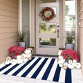 IOHOUZE 27.5x43 Striped Outdoor Door Mat, Washable Porch Rug, Navy/White by iOhouze