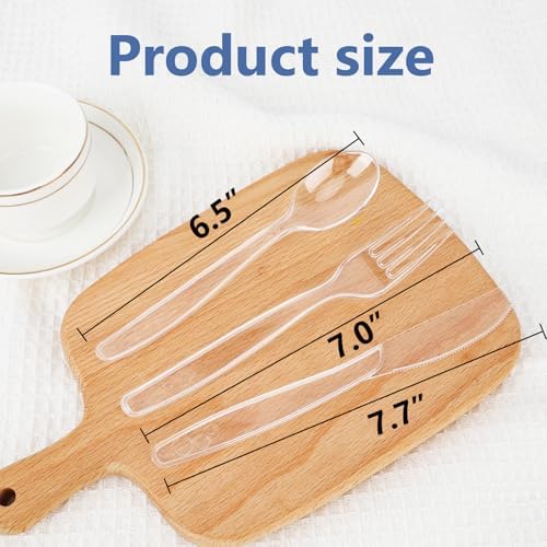 SACATR 1500 Count Clear Plastic Silverware Heavy Duty -Forks, Spoons,Knives - Image 2