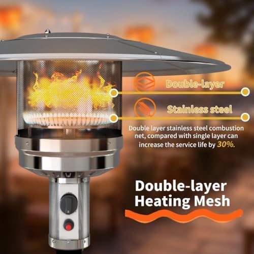 Evergreen 50,000 BTU Propane Patio Heater with Rain Cover, Multiple Color Available, Outdoor Heater with Weighted Base, Adjustable Heat Control Safety Shut-Off for Patio & Restaurant - Image 5