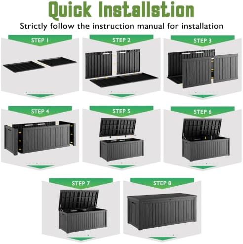 Outdoor Storage Waterproof Deck Box for Patio (220 Gallon, Black) - Image 7
