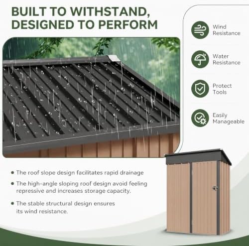 Aoxun 5x3 FT Shed Outdoor Waterproof Storage Shed - Image 3
