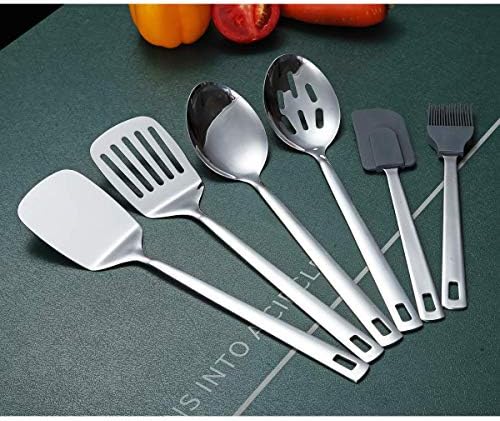 Cooking Spoon, Berglander 6 Pieces Spatula Set Stainless Steel, Metal Spatula, Serving Spoon, Kitchen Tools Set Non-Stick And Heat Resistant, Dishwasher Safe, Easy to Clean (6 Packs) - Image 3