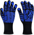 BBQ Gloves, 1472°F Heat Resistant with Silicone Grip Oven Mitts by FITFIV
