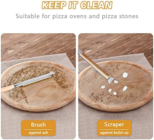 Aolso Pizza Oven Brush, 26" Brush and Stainless Steel Scraper for Pizza Stone, BBQ Grill Cleaning Brush Non Scratch Heat Proof Brass Bristles with Screwdriver, Outdoor Pizza Oven Accessories - Image 4