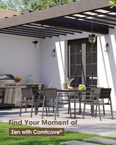 Outdoor Dining Table, Aluminum Patio HDPS Outdooor Table with Umbrella Hole, All Weather Patio Furniture Set, Patio Dining Table (Charcoal) - Image 6
