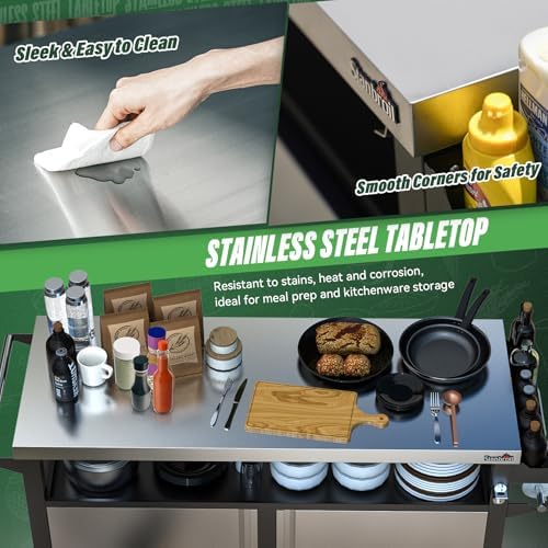 Stanbroil BBQ Grill Cart with Stainless Steel Table Top for Outdoor Indoor - Image 7