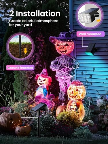 AUDERWIN Solar Spot Lights Outdoor Waterproof, 4 Packs, RGB - Image 6