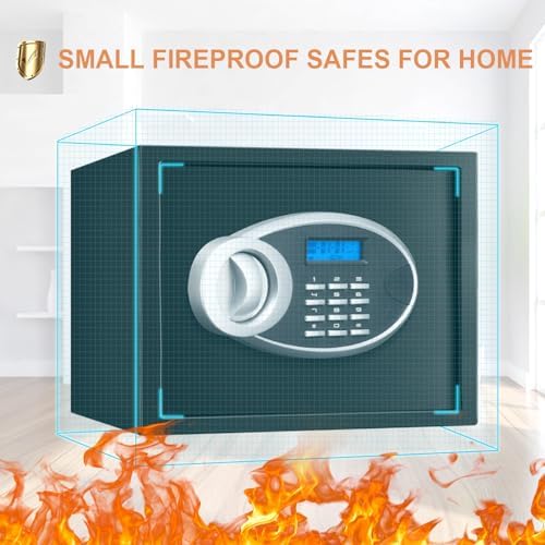 1.2 Cuft Safe Box Fireproof Waterproof for Home, Fire proof Safes with Digital Keypad, Spare Keys and Removable Shelf, Security Fire Safe for Money Firearms Medicine Valuables - Image 2