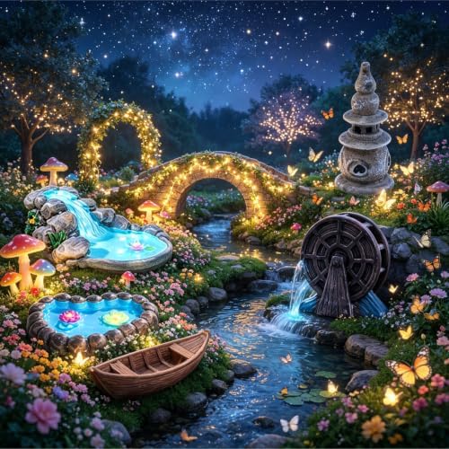 Mini Fairy Garden Accessories Furniture Outdoor Miniature Bridge Pond Set - Image 6