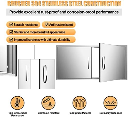 BBQ Access Double Doors 42Wx21H Flush Mount Stainless Steel Outdoor Kitchen Door for Outside Cabinets and BBQ Island - Image 7