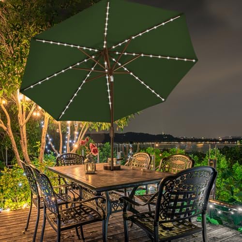 EliteShade USA 10-Year-Non-Fading 9ft Market Patio Umbrella, Commercial Grade Table Sun Umbrella with 80 Solar LED Lights, Crank Open, Windproof & UPF 50+ UV Protection for Garden, Deck, Pool, Backyard, Fern - Image 4