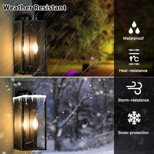 BesLowe 18’’ Large Outdoor Wall Lights, Modern Black Exterior Wall Lanterns - Image 3