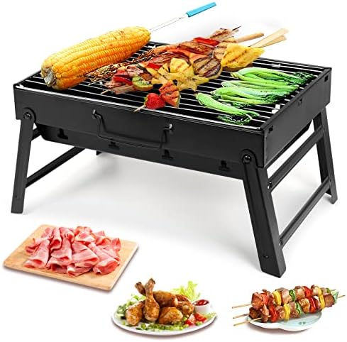 Barbecue Grill, Charcoal Grill Folding Portable Lightweight Barbecue Grill Tools for Outdoor Grilling Cooking Camping Hiking Picnics Tailgating Backpacking Party (Medium) - Image 2
