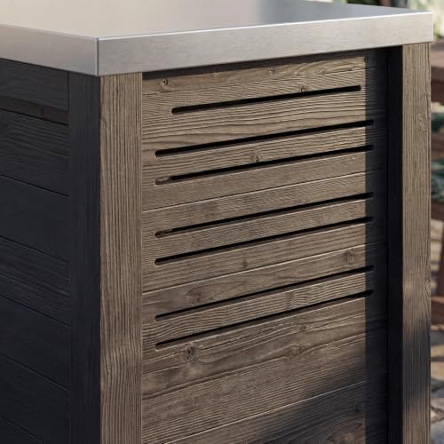 MOUMON Outdoor Kitchen Mini Fridge Cabinet with Stainless Steel Countertop - Image 5