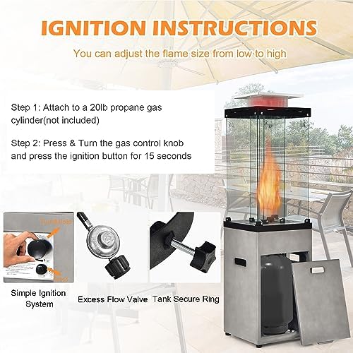 Tangkula 41,000 BTU Propane Patio Heater with Waterproof Cover (Light Grey) - Image 6
