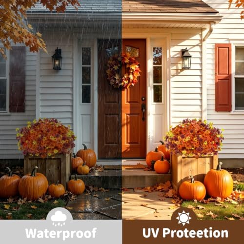 Artificial Flowers Outdoor, UV Resistant Faux Plants, Fall Decor,12 Bundles - Image 4