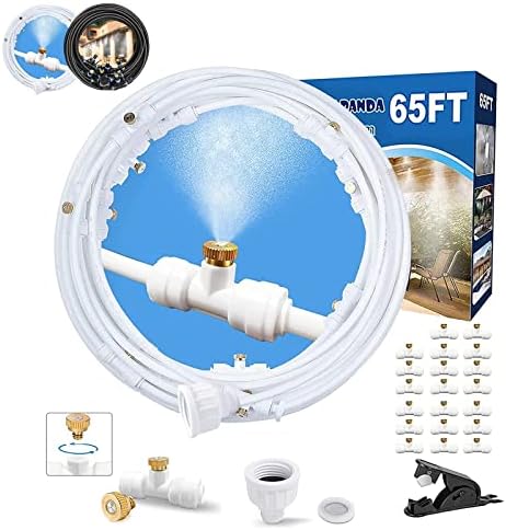 Mister System for Outside Patio, White Misting Kit for Backyard, 65Ft|20M. by POCKETPANDA