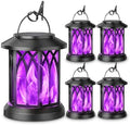 KOOPER 4 Pack Solar Lantern Outdoor Lights, Upgraded Flickering Flame Solar Lanterns Lights Outdoor Waterproof, Hanging Lantern Decorative, Solar Powered Lanterns for Yard Garden Decor (Purple Light) by KOOPER