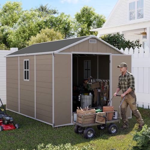 UDPATIO Resin Storage Shed 7.5x12FT, Outdoor Plastic Garden Shed, Brown by UDPATIO