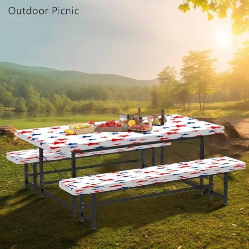 CAPSCEOLL Fitted Picnic Table Cover with Bench Covers 6ft - Stars - Image 6