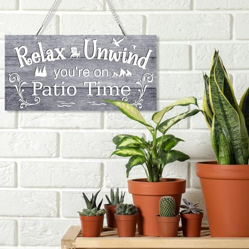Hotop Metal Patio Sign Vintage Wall Decor for Outdoor, 12 x 6", Gray - Image 4