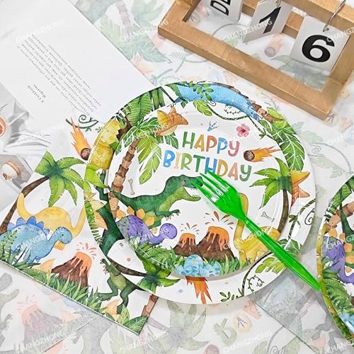 CHANGZHONG 80pcs Dinosaur Birthday Party Supplies,Plates And Napkins - Image 5