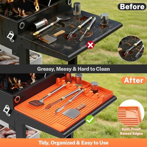 Halloween Silicone Grill Mat Compatible with Blackstone, Raised Edge,Orange - Image 4