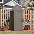 Fancyango Outdoor Resin Storage Cabinet Sturdy All-Weather Shed with Removable Shelves Lock Ring & Reinforced Floor – for Garden Patio Lawn (Grey) by Warmnestforpets
