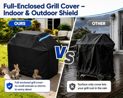 Fully Enclosed Grill Cover 60-Inch,Waterproof Zipper Grill Cover,BBQ Grill Cover Made of 600D,Animal Fade-Resistant,UV-Protection,Gas Grill Cover for Weber,Nexgrill CharBroil and More Black - Image 4