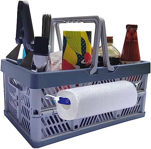 BBQ Caddy Grill Tools Storage Basket with Paper Towel Holder, by Rilltowpe