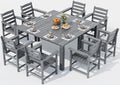 Dining Table Set, 10-Piece HDPE Outdoor Dining Set for 8, Gray by Unknown