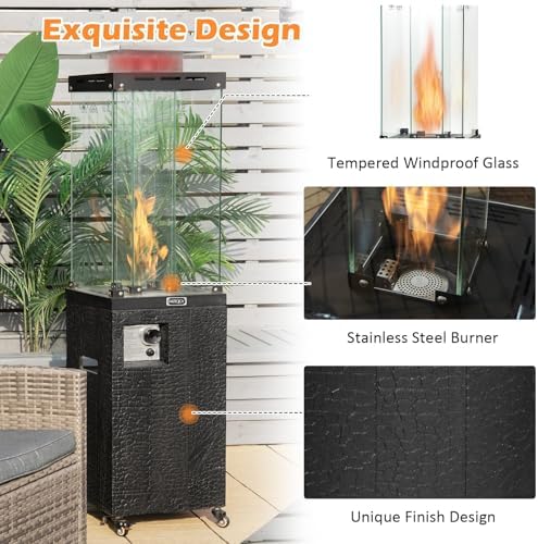 Tangkula 41,000 BTU Propane Patio Heater with Waterproof Cover (Black) - Image 5