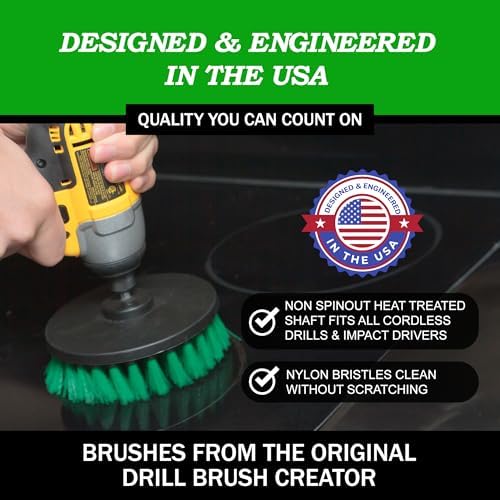 Drillbrush Green Kitchen Drill Brush Set for Oven, Air Fryer & Cabinets - Image 3
