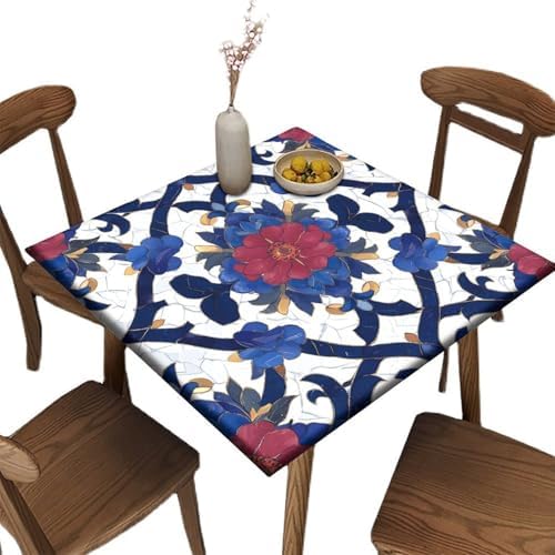 Card Table Fitted Tablecloth Square, Moroccan Trellis Pattern Printed on Washable Square Table Fitted Cover, Great for Outdoor Picnics Patio Lunch, Fit for 36" x 36" Square Tables by JRBSZMI2