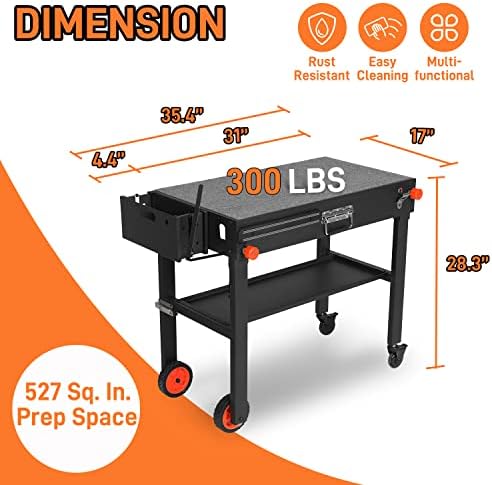 EUTRKei Grill Table for Blackstone Griddle, Portable Grill Cart with Caddy - Image 4