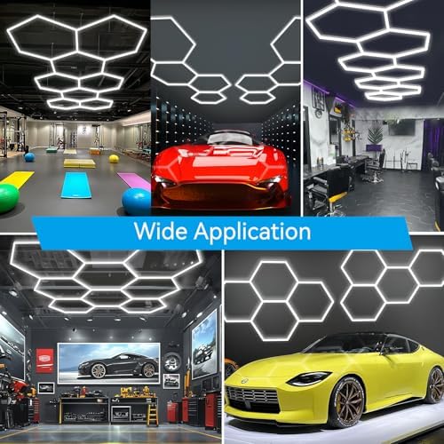 LZHOME Hexagon LED Garage Light: Super Bright 40000LM Honeycomb Garage Light, 8 Hex DIY Hexagon Led Lights for Gym Basement Hair Salon - Image 4