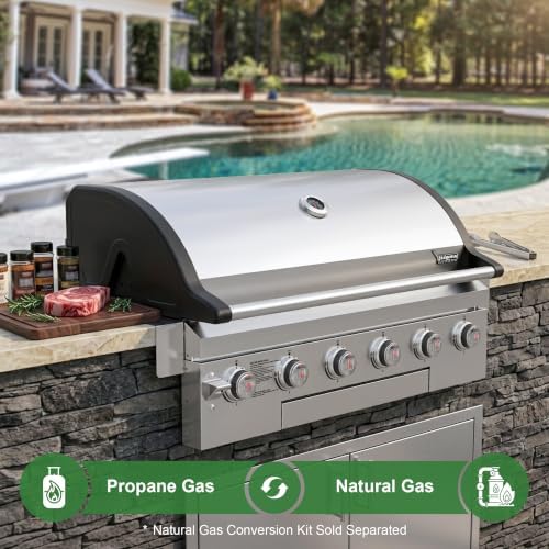 Brand-Man Built-In Gas Grill Head, 40-Inch 6-Burner Outdoor Kitchen Grill - Image 2