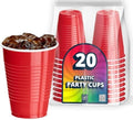 DecorRack 20 Party Cups 12 oz Disposable Plastic Cups for Birthday Party Bachelorette Camping Indoor Outdoor Events Beverage Drinking Cups (Red, 20) by DecorRack