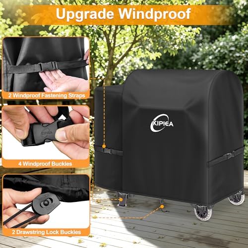 Kipiea 600D Pellet Grill Cover for Pit Boss 700FB, Classic 700, and Pro 600 Series, Waterproof BBQ Smoker Cover, UV Resistant - Image 4