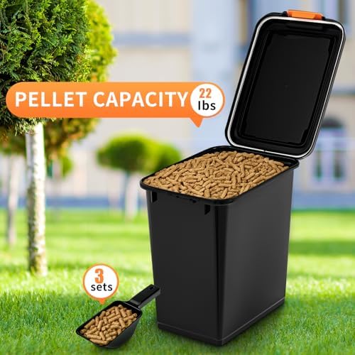 Maxdot 3 Sets 22lb Dry Pellet Storage Bin Kit with Scoops and Labels - Image 3