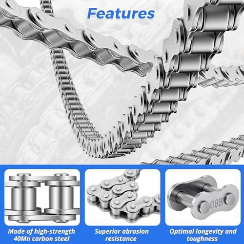 428 Roller Chain 20 Feet 478 Links, 08B Simplex Roller Chain for Chain Driven Sliding Gate Garage Openers, Extension 08B Metric Standard 428#, Includes Chain Breaker and 12 Connecting Links - Image 4