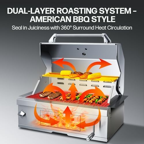 28Inch Built in Charcoal BBQ Grill for Outdoor Kitchen,Large Barbecue Grill - Image 4