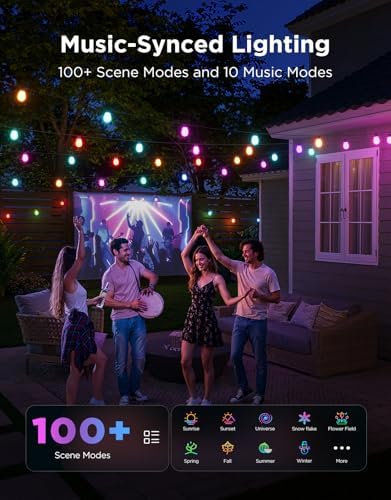 Govee S14 Bulb Outdoor String Lights 2, 144ft RGBICWW, 45 LED Bulbs, IP66 - Image 4