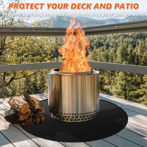 36" Fire Pit Mat for Solo Stove Bonfire, Double-Sided Fireproof Under Grill Mat Deck Patio Protector Pad, Round BBQ Mat for Solo Stove Accessories, Easy to Clean, Reusable (0.9mm) - Image 2
