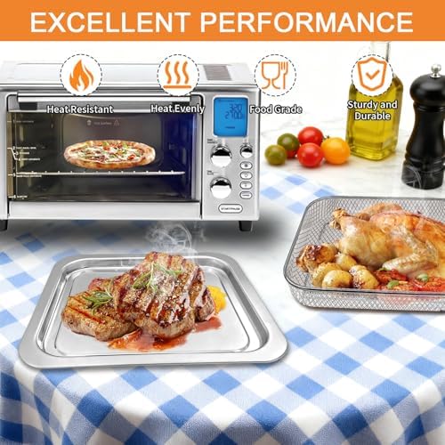 GWY Air Fryer Baking Pan Set for Emeril Lagasse Everyday 360 Air Fryer 12''×10'' and 12.5''×10.2'' Steel Non-stick Air Fryer Accessories Grill Pan Crisper Plate Replacement Parts - Image 4