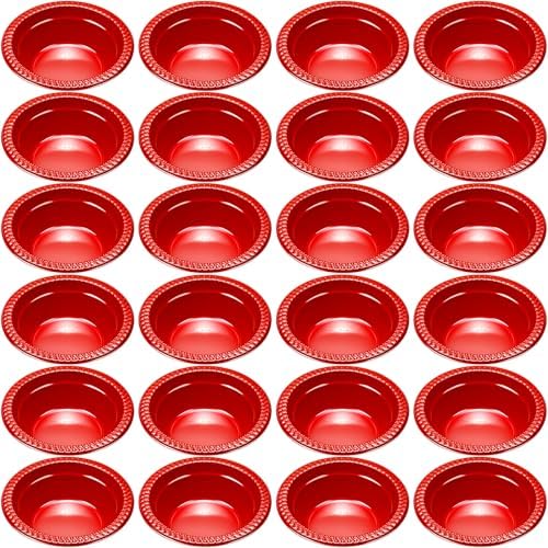 24 Pack 12 oz Disposable Plastic Bowls Dessert, Ice Cream, Salad, Soup Serving Cups for Party, Picnic, Food Snacks (Red) by Unknown