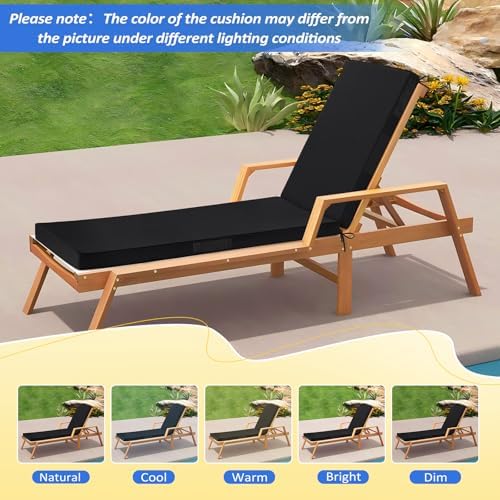 Basic Beyond Chaise Lounge Cushions Outdoor, 3-Layer Waterproof Outdoor Furniture Cushions with Removable Cover and 4 Ties, 72"x21"x3" Patio Lounge Chair Cushions for Outdoor Furniture, Black - Image 6