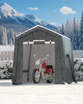 GarveeLife Outdoor Portable Storage Shed with Roll-Up Door & Vent, 240G Heavy-Duty Shelter Waterproof PE Tarp, UV-Resistant Storage Sheds for Motorcycle, Firewood, Garden and Tools (Gray, 6'x6') by GarveeLife